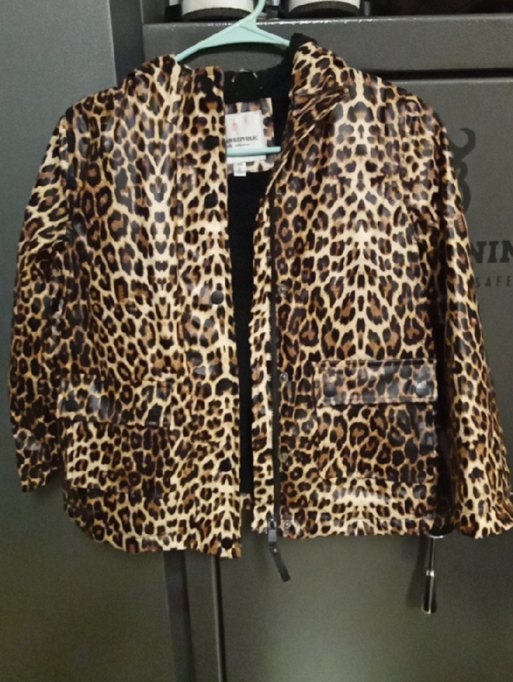 Girls Animal Print Raincoat W Hoodie And Fleecey Warm Lining